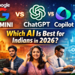 ChatGPT vs Google Gemini vs Microsoft Copilot comparison for India 2026 showing which AI tool is best for students, creators and professionals