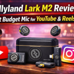Hollyland Lark M2 wireless microphone review showing transmitter, receiver and charging case – best budget mic for YouTube and Instagram Reels creators