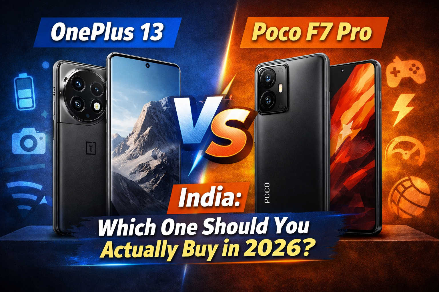 OnePlus 13 vs Poco F7 Pro comparison in India showing design and features to help buyers decide which smartphone to buy in 2026.