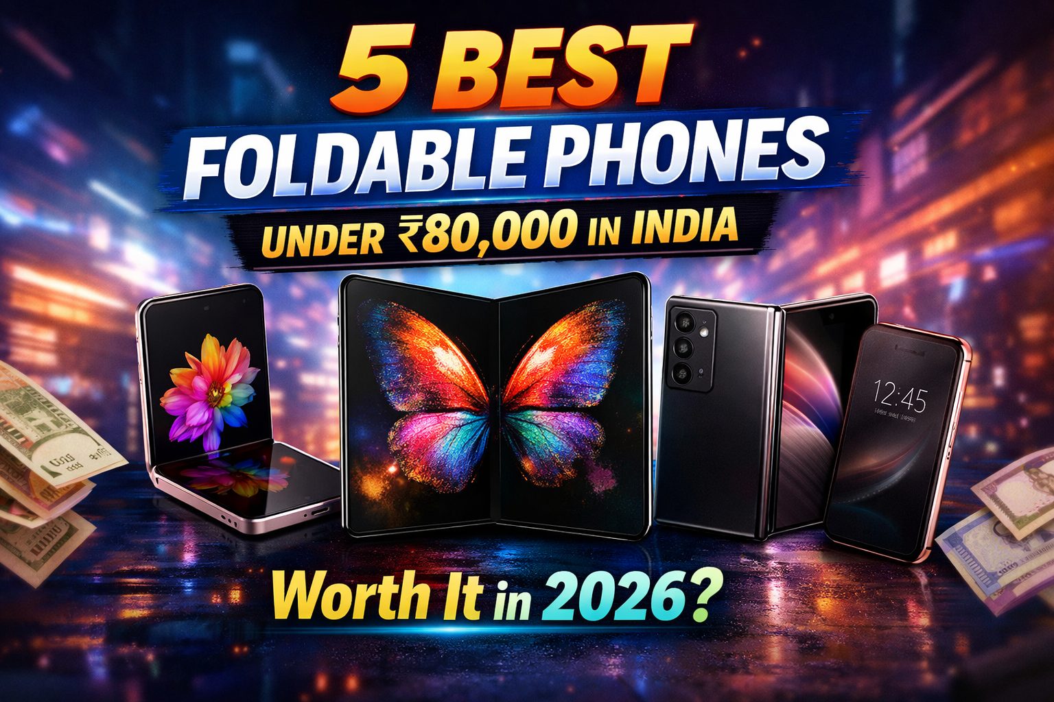 Best foldable phones under ₹80,000 in India 2026 showing top budget foldable smartphones comparison